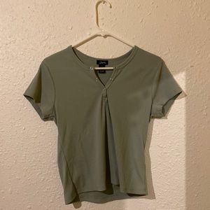Sage green crop top button top